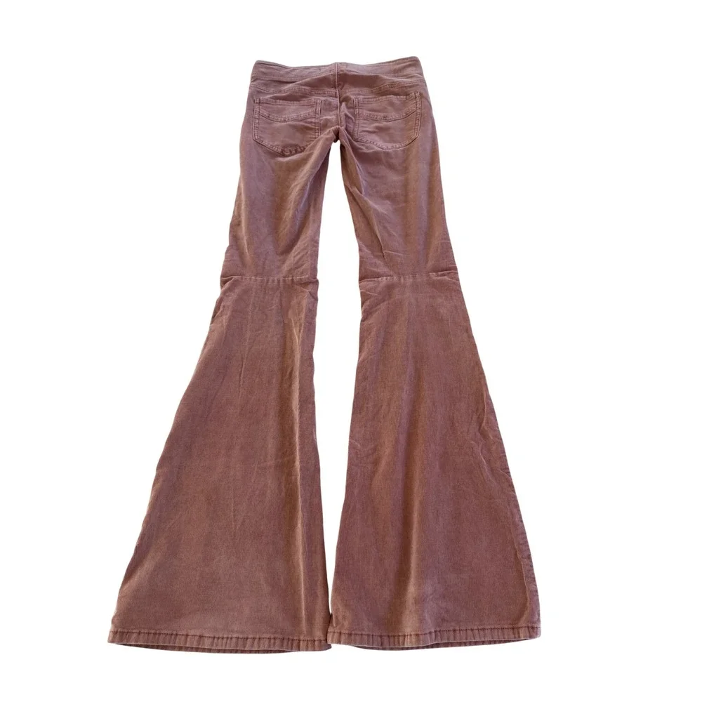 Free People Pull On Corduroy Flare Pants 25 Pink Rose Y2K Boho Bell Bottom